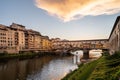 Beautiful view of the Old Bridge (Ponte Vecchio) over the Arno River in Florence, Italy Royalty Free Stock Photo