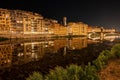 Beautiful view of the Old Bridge (Ponte Vecchio) over the Arno River in Florence, Italy at night Royalty Free Stock Photo