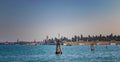 Beautiful view of old cemetery on island in Venice, Italy. There is a beautiful clear sea and beautiful clouds Royalty Free Stock Photo