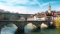 Beautiful view of the old city center and Nydeggbrucke bridge over river Aare,Bern ,Switzerland Royalty Free Stock Photo