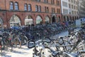 Bicycle parking in the city Royalty Free Stock Photo