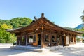 A beautiful view at an old Korean traditional wooden souvenirs shop. Royalty Free Stock Photo