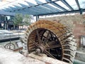 Beautiful view of the old mill, the wheel of the mill with wooden Royalty Free Stock Photo