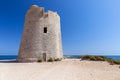 Beautiful view of the old observation tower Torre De Ses Portes on the coast of the Ibiza island Royalty Free Stock Photo