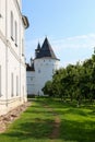 Beautiful view of old religion and residential houses in the cortyard of Rostov the great kremlin - landmark of golden ring