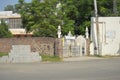 Beautiful view on the old style wall and gate, vintage, selective focus