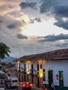 Beautiful view of the old town of Barichara in Colombia, with an amazing view of the streets and the main Cathedral