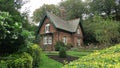 Beautiful view of the old Victorian Gardeners Cottage in West Princes Street Gardens, Edinburgh