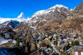 Beautiful view of old village with Matterhorn peak background in Zermatt, Switzerland Royalty Free Stock Photo