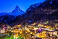 Beautiful view of old village with Matterhorn peak background in Zermatt, Switzerland Royalty Free Stock Photo