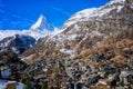 Beautiful view of old village with Matterhorn peak background in Zermatt, Switzerland Royalty Free Stock Photo