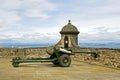 One o`clock cannon at Edinburgh Castle, Scotland.