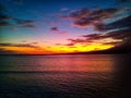 Beautiful view of the orange sky at sunrise in Larantuka, Flores Island, East Nusa Tenggara, Indonesia. Royalty Free Stock Photo