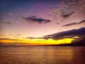 Beautiful view of the orange sky at sunrise in Larantuka, Flores Island, East Nusa Tenggara, Indonesia. Royalty Free Stock Photo