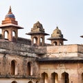 Beautiful view of Orchha Palace Fort, Raja Mahal and chaturbhuj temple from jahangir mahal, Orchha, Madhya Pradesh, Jahangir Mahal