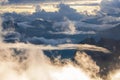 Beautiful view over the clouds from the Lagazuoi Mountains in the Province of Belluno, Italian Alps