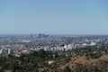 Beautiful view over Los Angles Skyline with buildings seen in the far