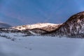 Beautiful view over mountains Tromso, Norway. Polar night. long shutter speed Royalty Free Stock Photo