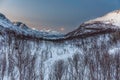 Beautiful view over mountains Tromso, Norway. Polar night. long shutter speed Royalty Free Stock Photo