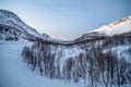 Beautiful view over mountains Tromso, Norway. Polar night. long shutter speed Royalty Free Stock Photo