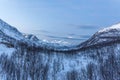 Beautiful view over mountains Tromso, Norway. Polar night. long shutter speed Royalty Free Stock Photo