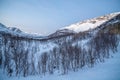 Beautiful view over mountains Tromso, Norway. Polar night. long shutter speed Royalty Free Stock Photo