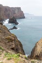 Ponta de Sao Lourenco cliffs, rocks and mountains in Atlantic ocean, Madeira, Portugal Royalty Free Stock Photo