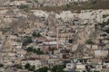 Beautiful view over the town of Uchisar, at the Pigeon Valley, Cappadocia, Turkey, on a sunny day Royalty Free Stock Photo