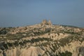 Beautiful view over the town of Uchisar, at the Pigeon Valley, Cappadocia, Turkey, on a sunny day Royalty Free Stock Photo