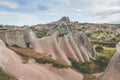 Beautiful view over the town of Uchisar, at the Pigeon Valley, Cappadocia, Turkey, on a sunny day Royalty Free Stock Photo