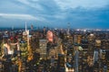 View over uptown Manhattan from Empire State Building at sunset Royalty Free Stock Photo