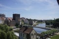Beautiful view over Zgorzelec, the Neisse river and old town bridge of Goerlitz