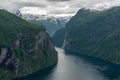 Beautiful view overlooking the Geiranger fjords in Norway. Royalty Free Stock Photo