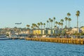 Beautiful view of Pacific Promenade in Embarcadero Marina Park North in San Diego. Royalty Free Stock Photo