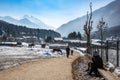 Beautiful view of Pahalgam town during winter season