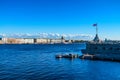 Beautiful view of Palace embankment in Saint Petersburg from Zayachy island Royalty Free Stock Photo