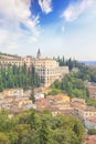Beautiful view of the panorama of Verona and the hill of San Pietro in Verona, Italy Royalty Free Stock Photo