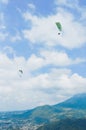beautiful view of the paragliding sky in the city of Batu, Malang, East Java