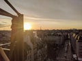 Beautiful view of Paris at sunset time from inside Pompidou center Royalty Free Stock Photo