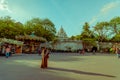 Beautiful view of parisian carousel with acre Coeur