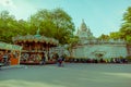 Beautiful view of parisian carousel with Sacre Coeur