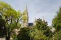 Beautiful view from the park to the Town Hall in Vienna. Austria Royalty Free Stock Photo
