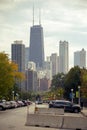 Beautiful view of a parking lot and skyscrapers in Chicago city, USA Royalty Free Stock Photo