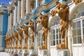 Beautiful view part of facade of Catherine Palace in Tsarskoe selo, St. Petersburg, Russia.