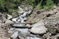 Beautiful dense forest view of Parvati valley with river, Himachal Pradesh