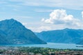 Beautiful view on the path to the giant bench in Rogno Royalty Free Stock Photo