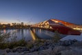 Beautiful view of the Peace Bridge over the river captured in Calgary, Canada Royalty Free Stock Photo