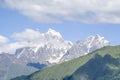 Beautiful view of peak Ushba from village Zhabeshi , Georgia, Europe Royalty Free Stock Photo