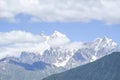 Beautiful view of peak Ushba from village Zhabeshi , Georgia Royalty Free Stock Photo