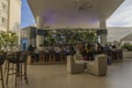 Beautiful view of people at outdoor hotel bar. Aruba. Renaissance Aruba Resort. Royalty Free Stock Photo